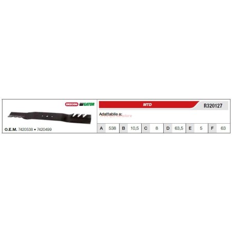 MTD lawn tractor lawn mower blade R320127 | Newgardenstore.eu