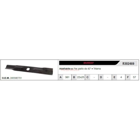 Lama MURRAY trattorino tagliaerba rasaerba tosaerba piatto da 42" R302469 | Newgardenstore.eu