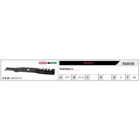 MURRAY Rasentraktor Rasenmäher Mähmesser R320139 | Newgardenstore.eu