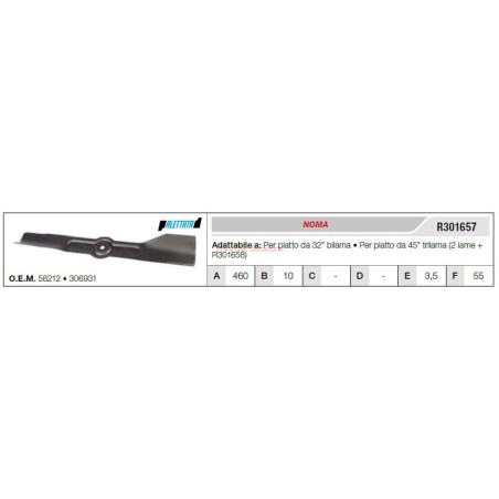 NOMA lawn tractor mower lawnmower blade 32" two-blade R301657 | Newgardenstore.eu