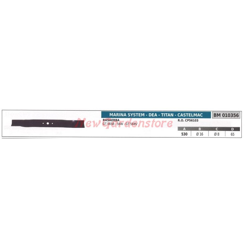 MARINA SYSTEM GT 56SB 56W Rasenmähermesser 010356