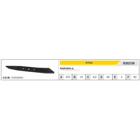 STIGA lawn tractor lawn mower mower blade R302139 | Newgardenstore.eu