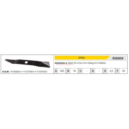 STIGA lawn tractor lawnmower mower blade silent 33 R302654 | Newgardenstore.eu