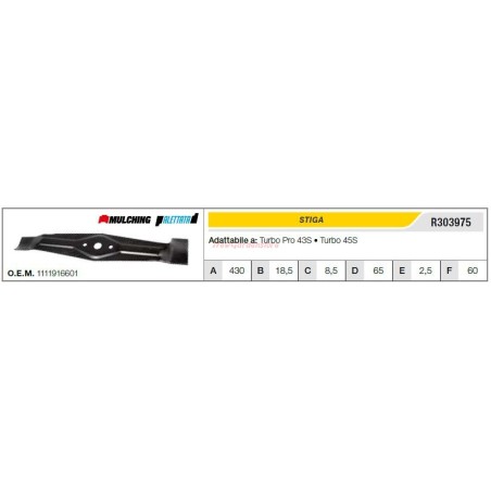 STIGA Rasentraktor Rasenmäher turbo pro 43s messer R303975 | Newgardenstore.eu