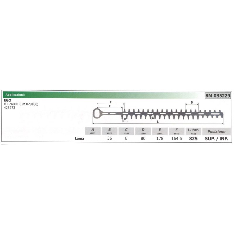 Cuchilla superior / inferior EGO cortasetos HT 2400E 035229