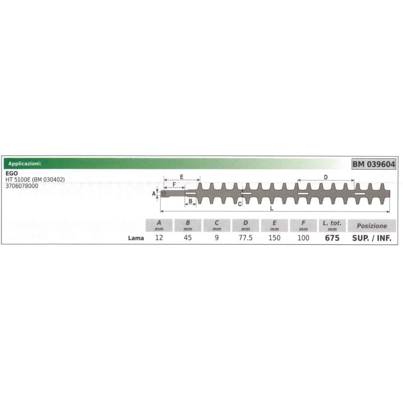 Ober- / Untermesser EGO Heckenschere HT 5100E 039604