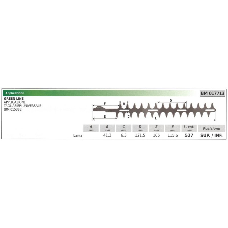 Lame supérieure / inférieure Taille-haie universel GREEN LINE 017713