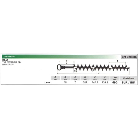 Cuchilla superior/inferior KAAZ TME 2200M cortasetos 028886 | Newgardenstore.eu