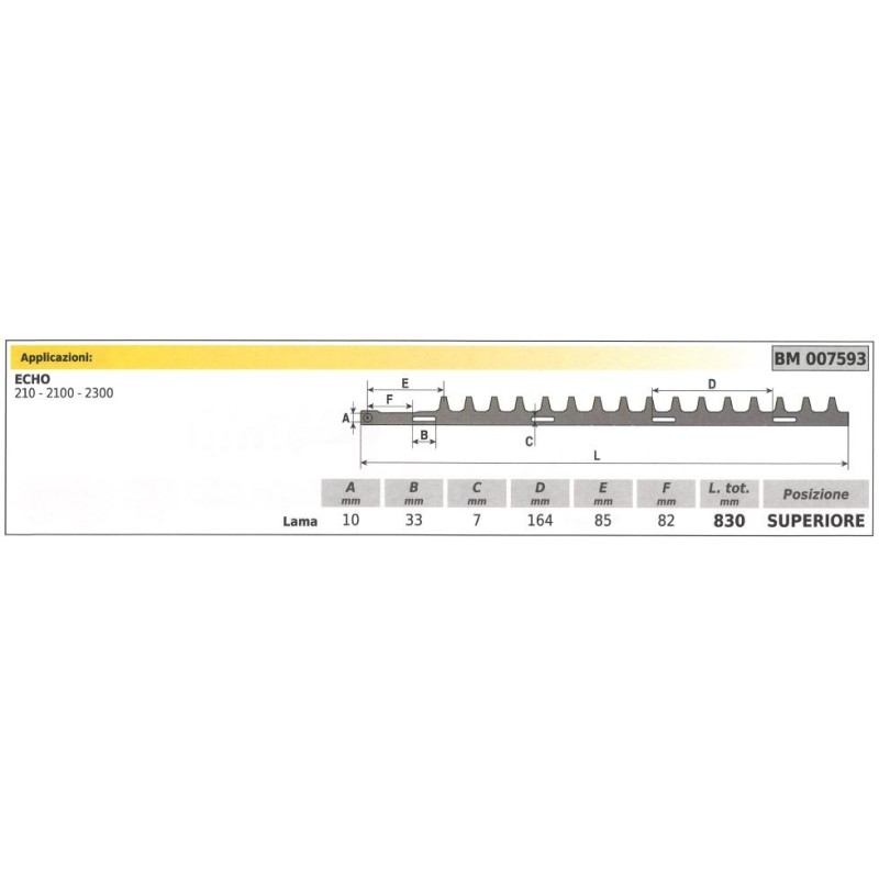 Cuchilla superior ECHO cortasetos 210 2100 2300 007593