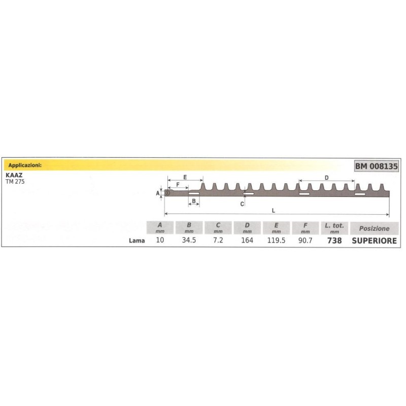 Lame supérieure KAAZ TM 275 taille-haie 008135