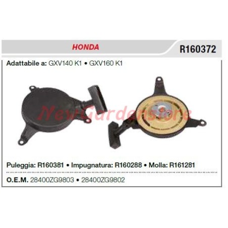 Motor de arranque para motocultores HONDA GXV140 K1 GXV160 K1 R160372 | Newgardenstore.eu