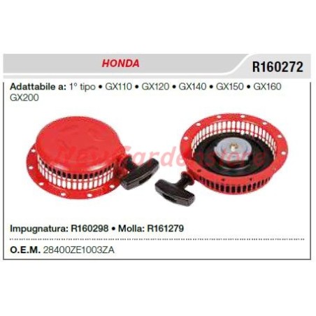 Démarreur HONDA moteur-pompe GX110 120 140 150 160 200 1st TYPE R160272 | Newgardenstore.eu