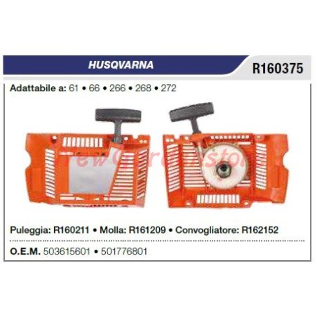 Anlasser HUSQVARNA Kettensäge 61 66 266 268 272 R160375 | Newgardenstore.eu