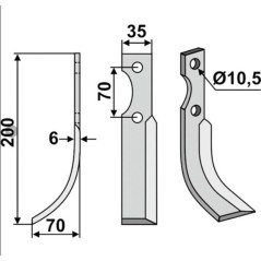 Cuchilla motocultor 350-269 350-268 S.E.P. dx sx 200mm | Newgardenstore.eu