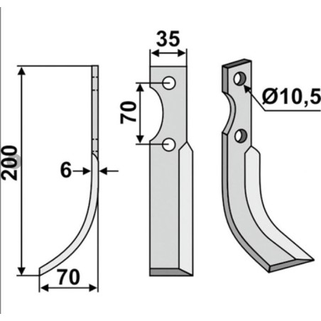 Motor cultivator rotary tiller blade 350-269 350-268 S.E.P. dx sx 200mm