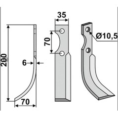 Cuchilla motocultor 350-269 350-268 S.E.P. dx sx 200mm | Newgardenstore.eu