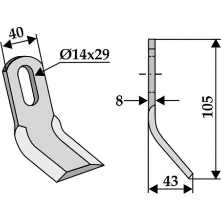 Lama zappa motocoltivatore motozappa fresa 350-490 FERRI 0901068 105mm