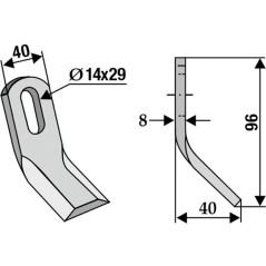 Chain hoe tiller blade 350-516 ROUSSEAU 5.254.30 96mm | Newgardenstore.eu