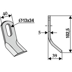 Lama zappa motocoltivatore motozappa fresa adattabile 350-447 BERRY DB48102,5mm