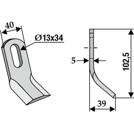 Lame de bineuse compatible 350-447 BERRY DB48102,5mm