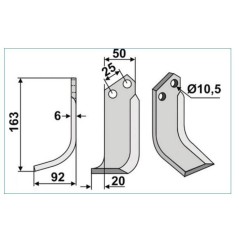 BERTOLINI dx 163mm Compatible rotary tiller blade 350-113 BERTOLINI dx 163mm | Newgardenstore.eu