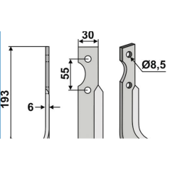 Motoazada pala cultivadora compatible 350-569 B.C.S. derecha 193mm | Newgardenstore.eu