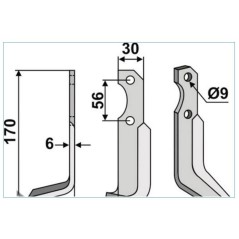 Motor cultivator hoe blade tiller compatible 350-586 BERTOLINI Sx 170mm | Newgardenstore.eu