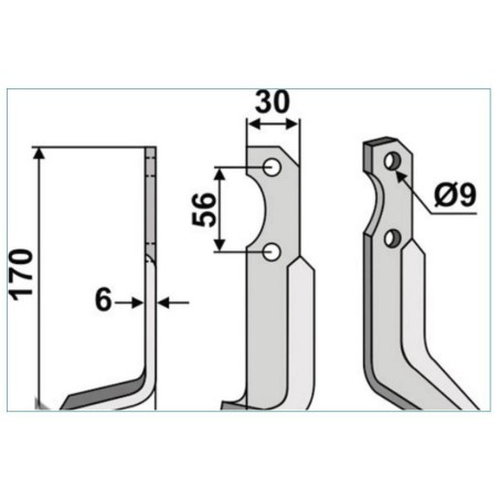 Motocultor hoja de azada compatible 350-586 BERTOLINI Sx 170mm