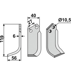 Hoja motoazada compatible 350-055 725R derecha B.C.S | Newgardenstore.eu