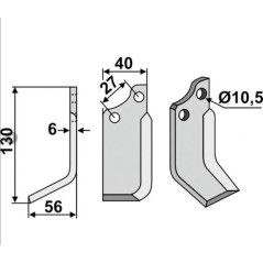 Cuchilla motocultor compatible 350-056 735L izquierda B.C.S | Newgardenstore.eu