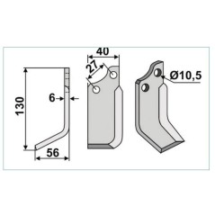 Motorkultivator Hackenblatt kompatibel 350-057 735R rechts B.C.S | Newgardenstore.eu