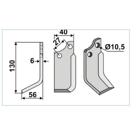 Lama zappa motocoltivatore motozappa fresa compatibile 350-057 735R destra B.C.S