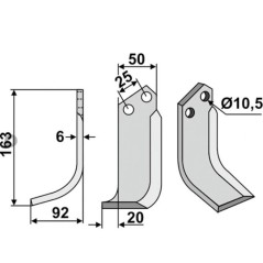 Tiller hoe blade, rotary cultivator, tiller compatible 350-112 BERTOLINI Sx 163 mm | Newgardenstore.eu