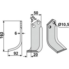 Lama zappa motocoltivatore motozappa fresa compatibile 350-113 FERRARI dx 163mm | Newgardenstore.eu