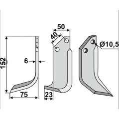 Motocultor pala azada compatible 350-231 GRILLO izquierda 152mm