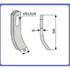 Chain hoe tiller tiller blade compatible 350-471 EPOKE 100mm