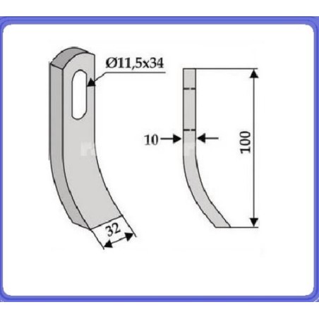 Lama zappa motocoltivatore motozappa fresa compatibile 350-471 EPOKE 100mm