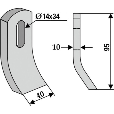 Chain hoe tiller blade COMPATIBLE 350-472 EPOKE 95mm