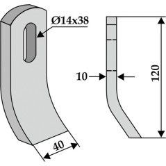 Cuchilla motocultor COMPATIBLE 350-473 EPOKE 120mm | Newgardenstore.eu