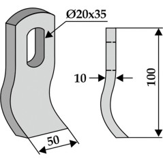 Cuchilla para motoazada compatible 350-498 HEMOS 100mm | Newgardenstore.eu