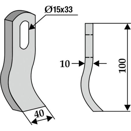 Rotary tiller hoe blade compatible 350-499 HERDER 100mm