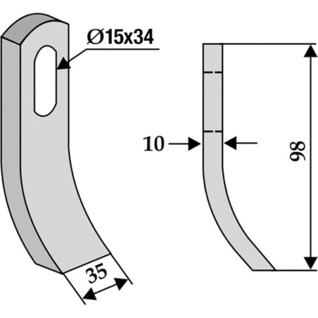 Lame de motoculteur COMPATIBLE 350-535 VOTEX 45-03.030