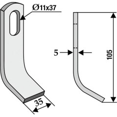 Lame de houe compatible avec le motoculteur 350-537 VOTEX 45-03.010