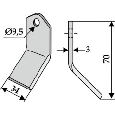 Hoja de azada rotativa compatible 350-549 BOMFORD 70mm