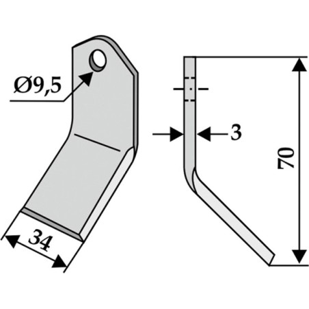 Hoja de azada rotativa compatible 350-549 BOMFORD 70mm