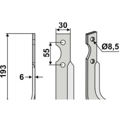 Hoe blade rotary cultivator rotary tiller compatible 350-568 B.C.S.left 193mm | Newgardenstore.eu