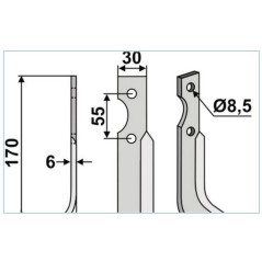 Lama zappa motocoltivatore motozappa fresa compatibile 350-570 B.C.S. sx 170mm | Newgardenstore.eu