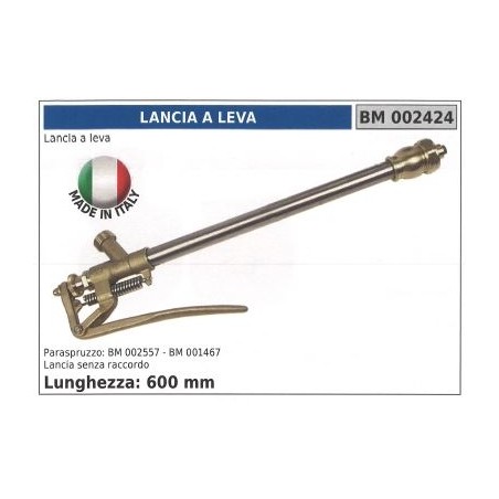 Lance à levier d'arrosage 600mm sans raccord | Newgardenstore.eu