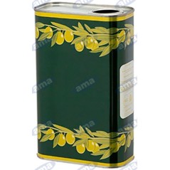 Olive oil can 1lt rectangular green drop yellow hole 32mm - 40 pieces