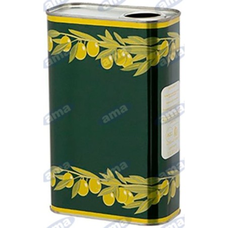 Bidon d'huile d'olive 1lt rectangulaire vert goutte jaune trou 32mm - 40 pièces | Newgardenstore.eu
